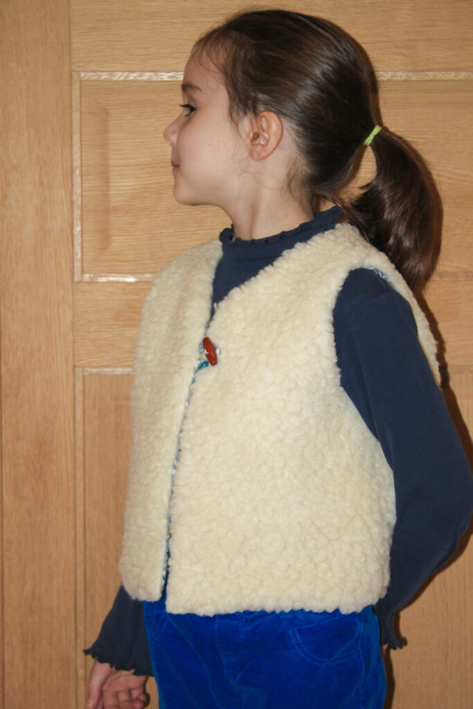Gilet de berger pour enfant en laine de mouton réversible